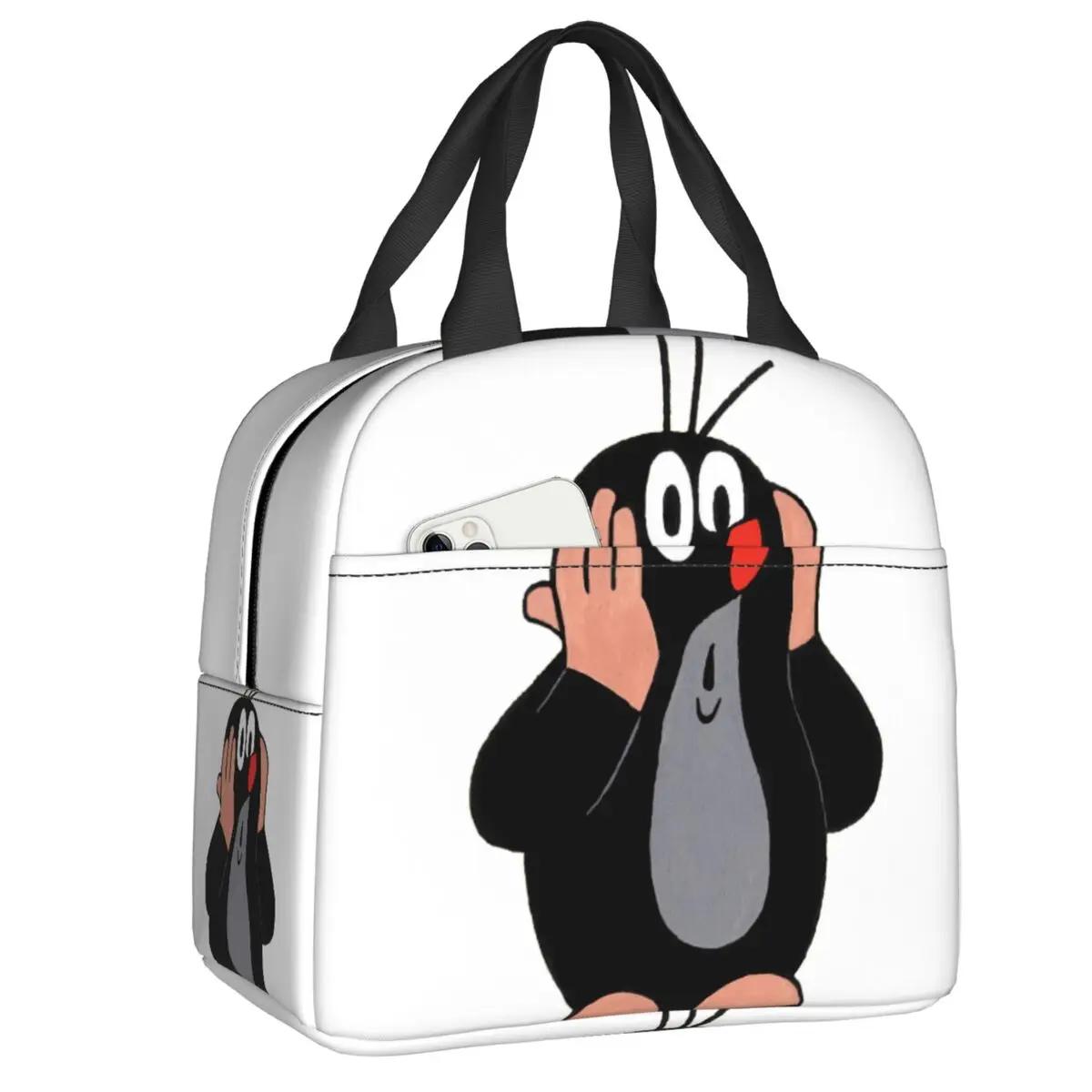 Tschechische Cartoons Krtek Maulwurf Wiederverwendbare Lunchbox für Frauen Wasserdicht Comics Thermokühltasche für Lebensmittel Isoliert Lunchtasche Büro Arbeit 22x20x13CM