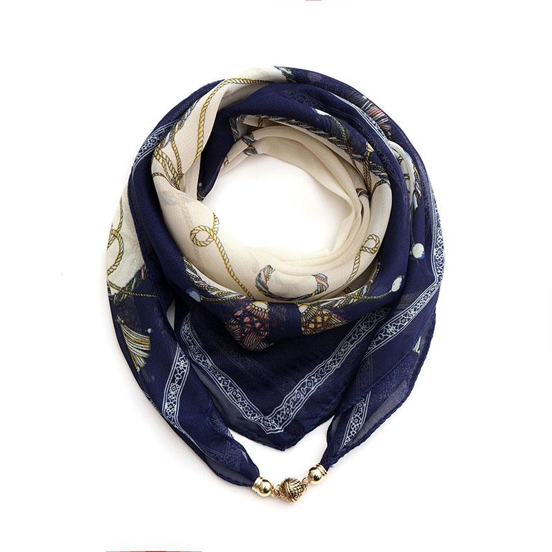 Damen Magnetverschluss Halskette Anhänger Sommer Frühling Bedruckt Mode Chiffon Seide Schal Halskette Accessoires Muttertagsgeschenke