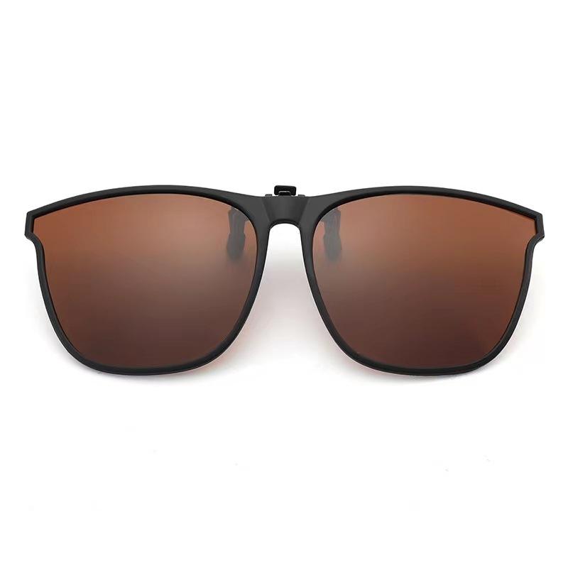 nicht polarisierte Flip-Up-Sonnenbrillen-Clips für Myopie-Brillen Retro Übergroß Quadratisch TAC-Material Brillenclip Aufsteck-Sonnenbrillenclip braun