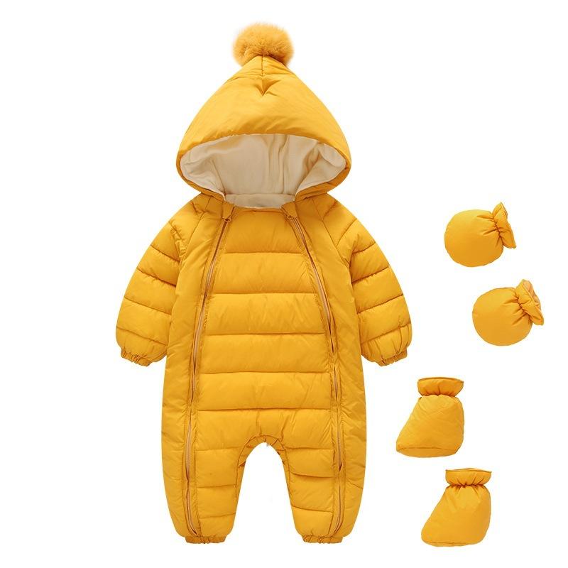 Baby-Kleidung Neugeborenen Baby-Overall Baby Herbst und Winter dicke Krabbelkleidung warme Daunen-Baumwolldecke Kleidung 80cm gelb