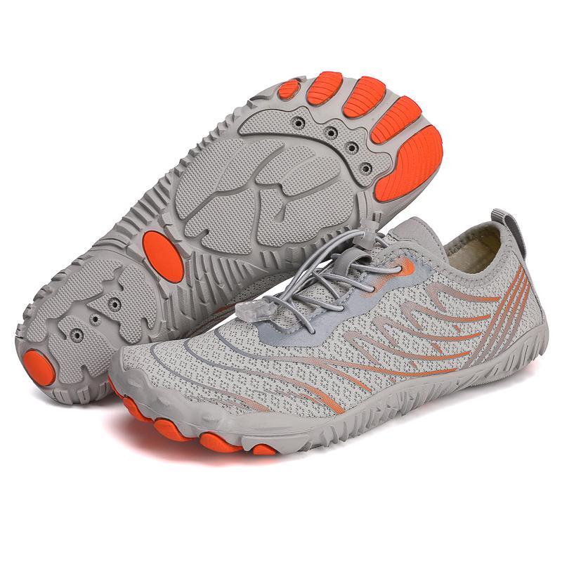Barfußschuhe fürs Fitnessstudio, Damen und Herren, Pro-Wasserschuhe, Barfuß-Wanderschuhe, breite Zehenpartie, rutschfeste, atmungsaktive Zero-Drop-Schuhe 42 graue