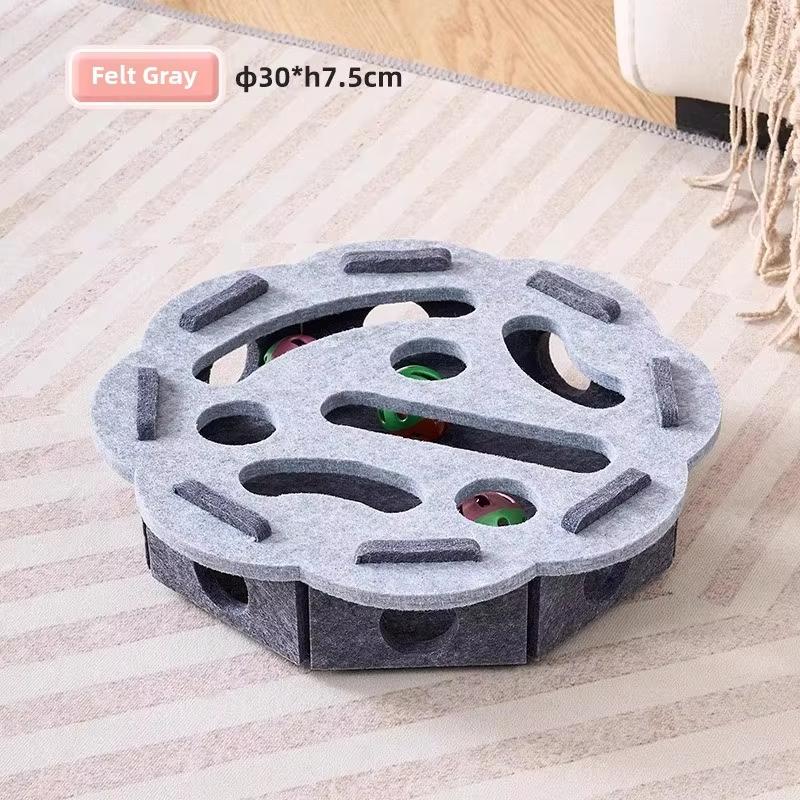 Katzenpuzzle Spielzeug Filz Puzzlebox Katze Bewegungsspielzeug mit Ball Indoor Sport Unterhaltung Jagd Katzenspielzeug für Wohnungskatzen flower grau