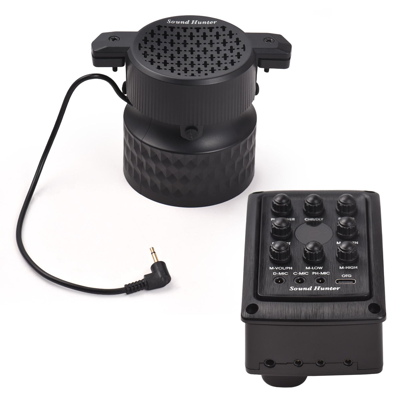 Sound Hunter Gitarre Pickup Holz mit 8W Lautsprecher Gitarre Schallloch Pickup Bord Chorus Delay schwarz