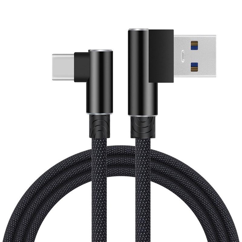 Nylongeflecht 90 Grad 2,4 A Schnellladekabel Android Typ C USB-Datenkabel für iPhone Samsung Huawei Xiaomi Handy-Ladekabel 3M Micro USB