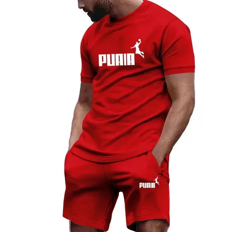 Sommer Herren Sets Mode Trainingsanzug Herren Kurzarm T-Shirts+Sportshorts Anzug Herren Freizeit Herren Kleidung L