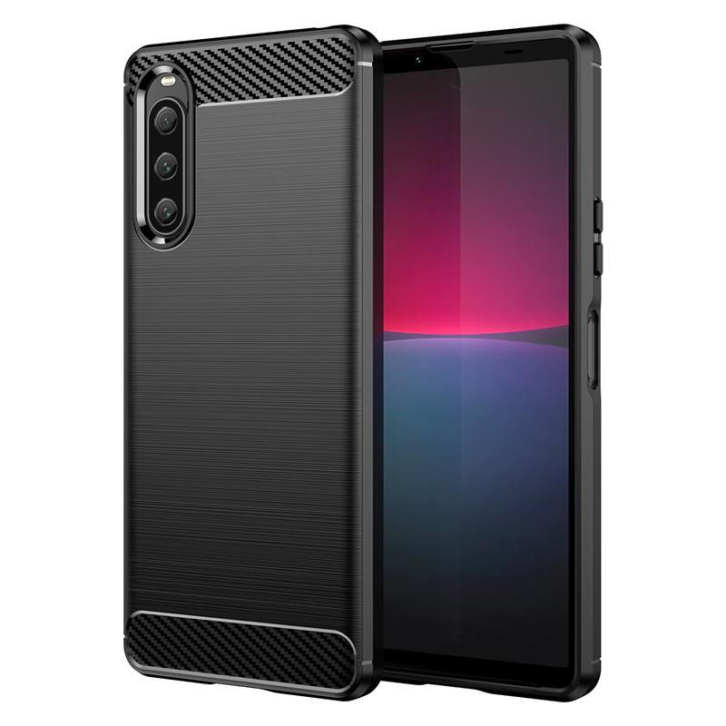 Für Hülle Sony Xperia 10 V Hülle Für Sony Xperia 10 V Bumper Silikon Kohlefaser Rückseite Hülle Für Sony Xperia 10 V 1 10 III Hülle For Sony Xperia 5 IV schwarz