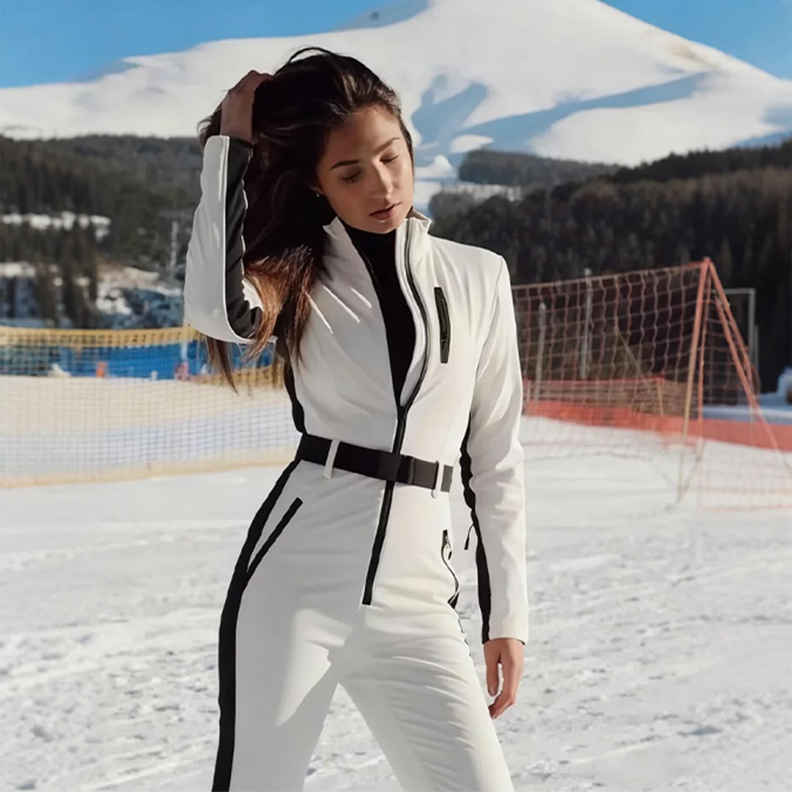 Frühlingsmode Ski-Jumpsuit-Serie und warmes Jumpsuit-Set für Damen L weiß