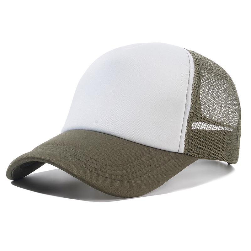 Unisex-Kappe, lässig, einfarbig, Mesh-Baseballkappe, verstellbare Snapback-Hüte für Damen und Herren, Hip-Hop-Trucker-Kappe 54cm-60cm weiß/armee grüne