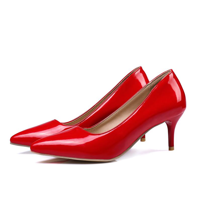 Mode Elegante High Heels Damen Pumps Schuhe Kleid Pumps Klassisch Weiß Rot Nude Rosa Absätze Damen Hochzeit Büro Schuhe Große Große Größe 37 rot