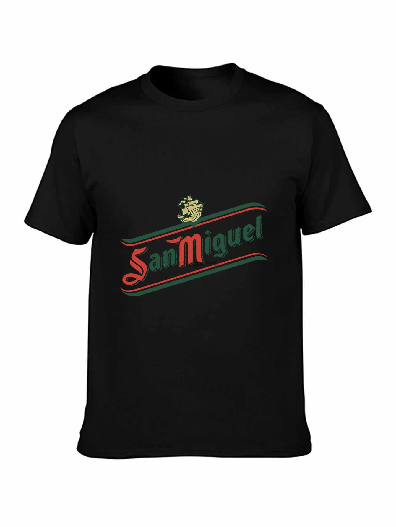 Brauerei San Miguel Bier T-Shirt Spanien Spanisches Bier T-Shirt Cool Lässig Stolz T-Shirt Herren Unisex Neue Mode T-Shirt Lockere Größe S bunt