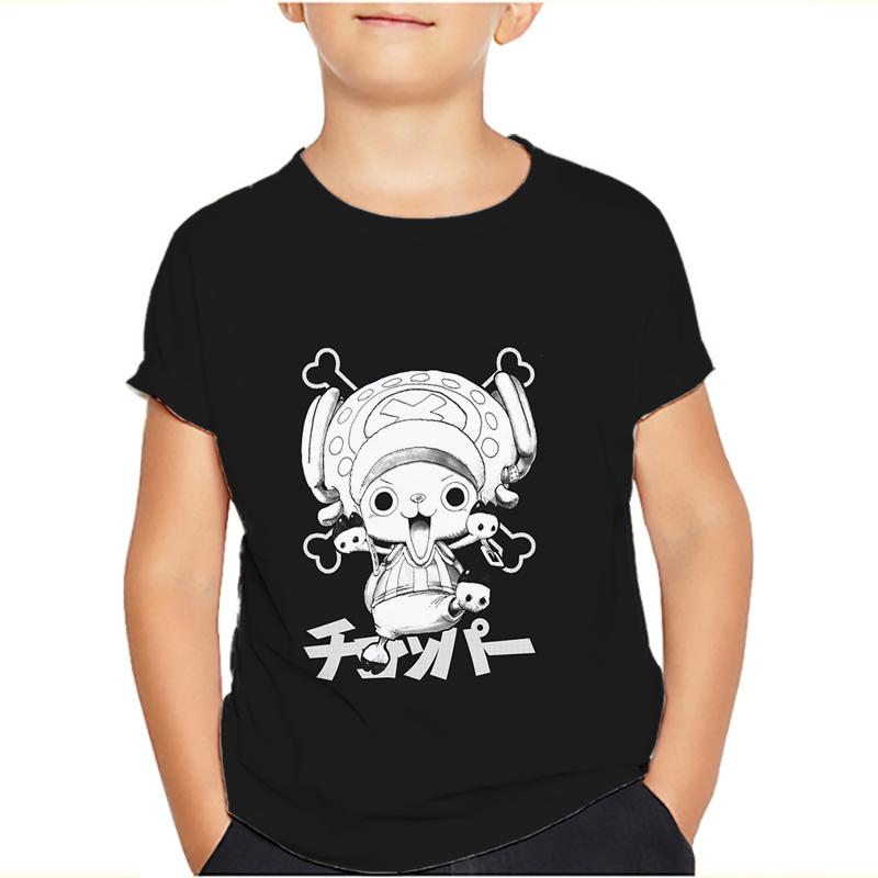 One Piece Luffy T-Shirt Four Emperors Kurzarm Zoro Sanji Chopper Ace Law Tee Kinderkleidung Modekostüme für Kinder Top 130 rosa
