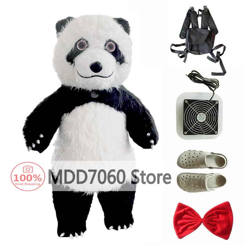 Riesenpanda aufblasbares Kostüm Straße lustig Eisbär Maskottchen Kostüm Party Rollenspiel Plüsch aufblasbares Maskottchen Kostüm 200cm black