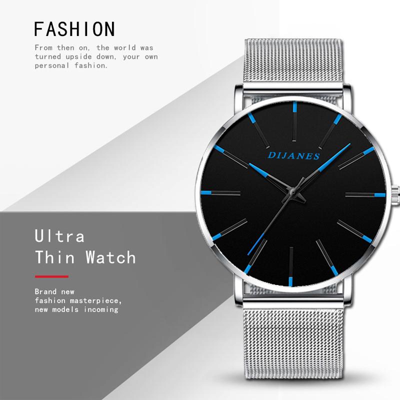 Mode Männer Klassische Business Schwarz Uhren Casual Quarz Armbanduhren Luxus Runde Blau Analog Uhr Männliche Uhr Geschenk Uhren Hombre silber/schwarz