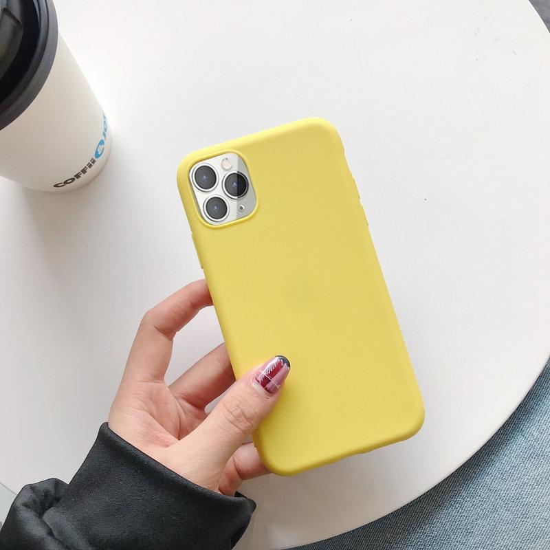 Einfarbige Silikonhülle für iPhone 12 i12 Mini IPHONE 11 i8 Plus 7 6 Softcover Candy Phone Cases für iPhone XS 11 Pro MAX XR X XS Max 12 Pro Max iPhone 11 gelb