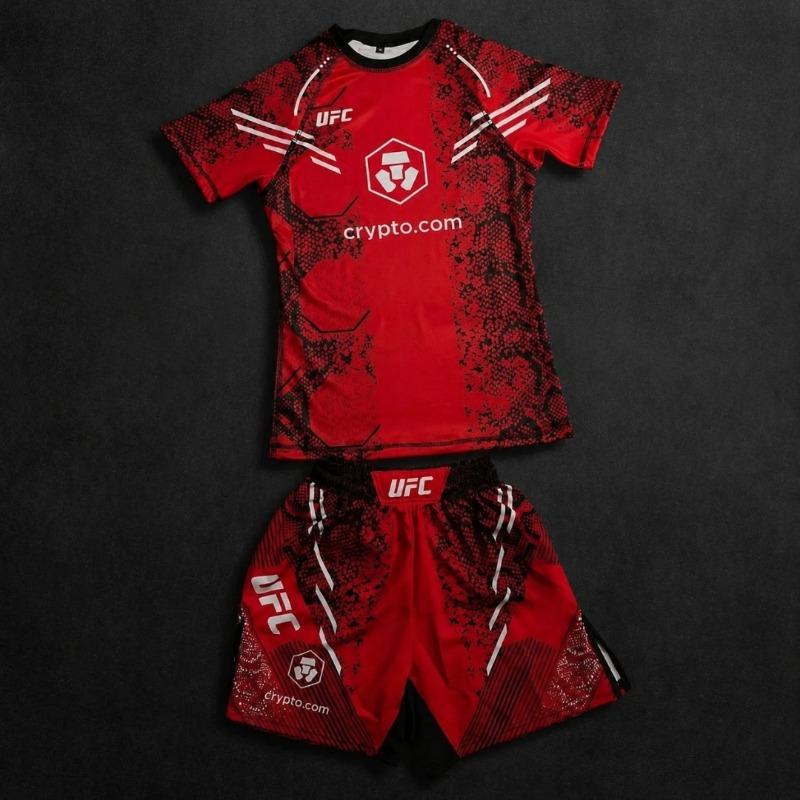 UFC Neue Achteckige Käfigkampf Nacht Herren und Kinder MMA Locker Atmungsaktiv Schnelltrocknend Boxen Training Sport Set L red
