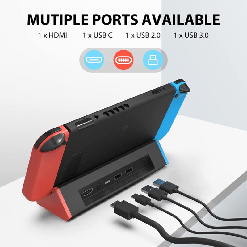 VAORLO für Nintendo Switch/Switch OLED, TV-Dockingstation als Ersatz mit 4K-HDMI-Adapter/Typ-C-Anschluss/USB-Anschluss, Gaming-Zubehör