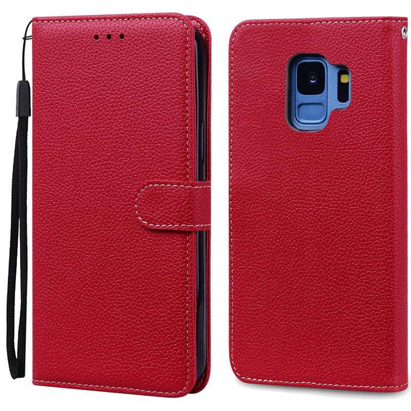S9/S9 Plus Hülle Für Samsung Galaxy S9 Hülle G960F Leder Brieftasche Klapphülle Für Samsung Galaxy S9+ S 9 Plus G965 Coque Handyhülle For Samsung S9 Plus dunkelrote