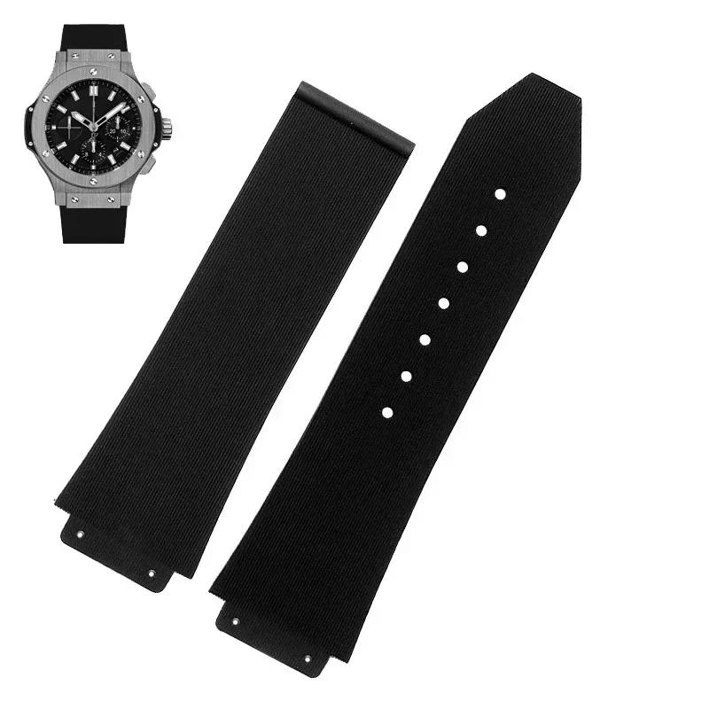 Für HUBLOT BIG BANG Silikon 26mm*19mm 25mm*17mm Wasserdichtes Herren-Uhrenarmband Kette Gummi-Uhrenarmband Kette Band 25mm-19mm black