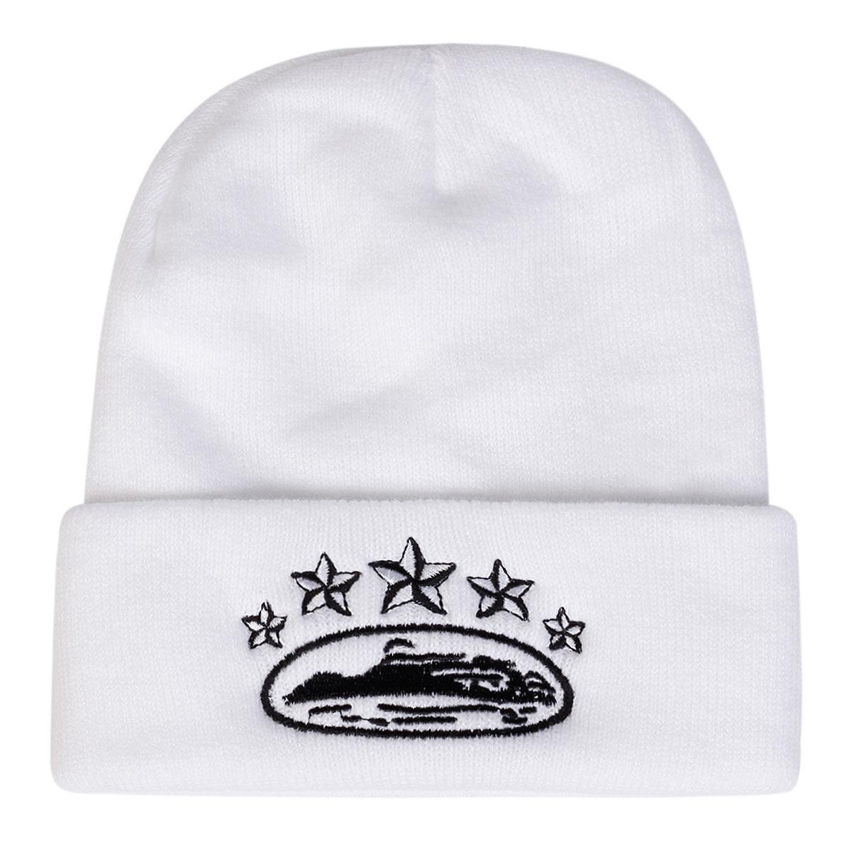 Fünfzackiger Stern Flugzeugträger Bestickte Strickmütze Herren Outdoor Street Hip Hop Kappen Beanies Mützen Modedesigner Mütze weiß