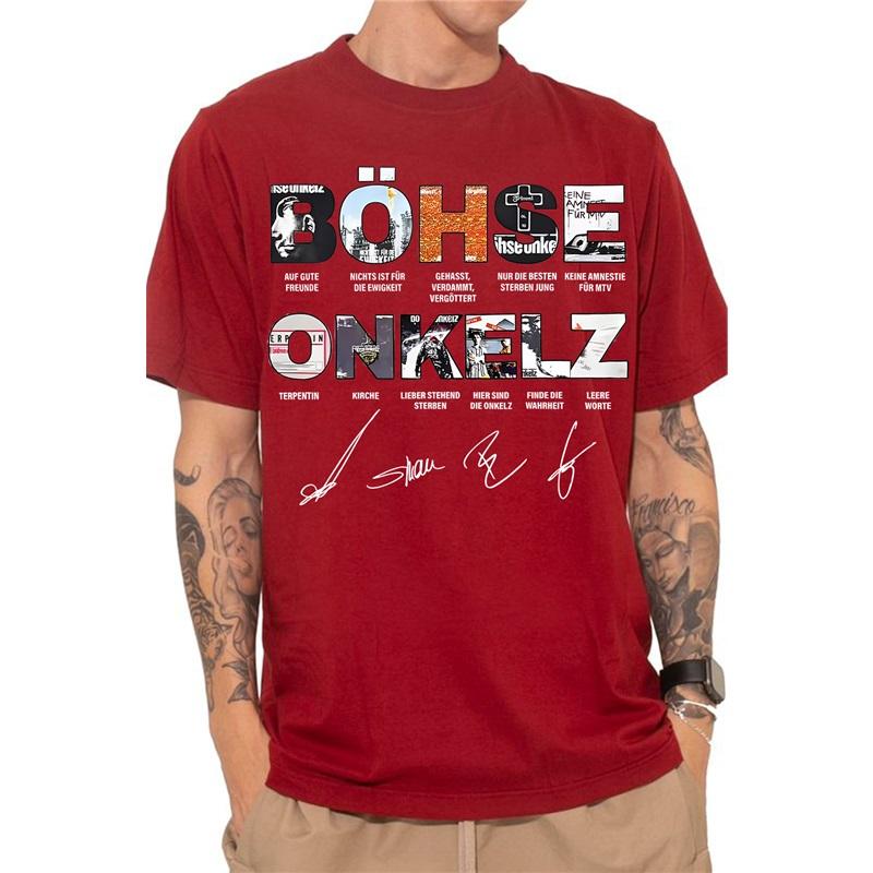 Band Böhse Onkelz Global Tour Mercah T-Shirt Deutsche Heavy Metal Band Tee Oversized Y2k Lässig Baumwolle Locker Herren Damen T-Shirts Weiblich Männlich Kleidung XL blau