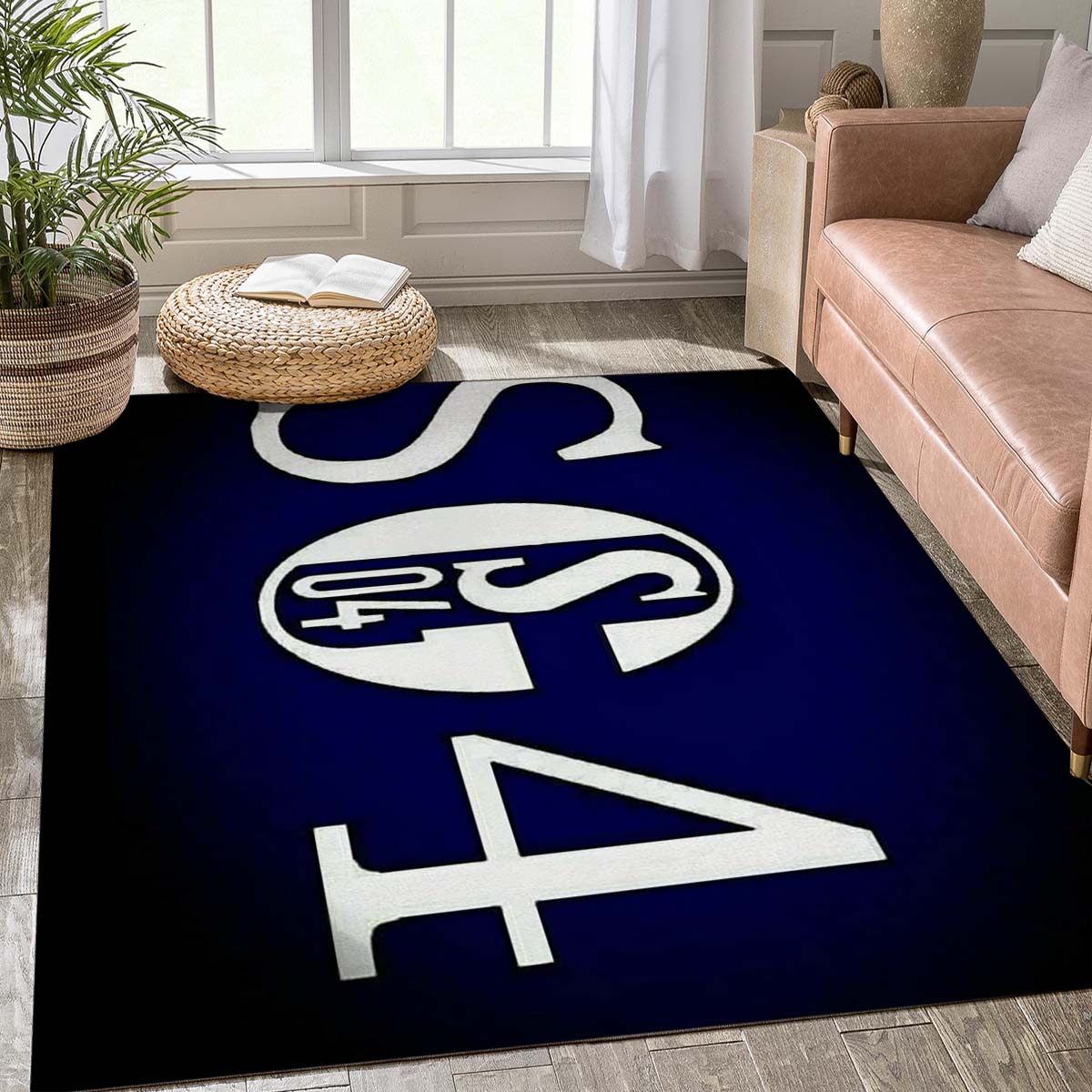 Schalke 04 Fußballfeld Umriss Teppich, Rutschfeste Fußmatte mit Offiziellem S04 Wappen Aufdruck, Sport Deko Teppich für Fan-Höhle & Schlafzimmer 100x150cm( 39x59in)