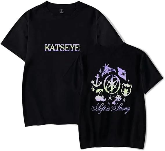 Katseye Merch Trauriges T-Shirt Neutral Fashion Popmusik Kurzarmshirt Sportbekleidung Streetshirt Cooles Sommer-Fashion-T-Shirt S