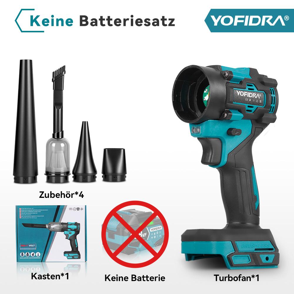 YOFIDRA Bürstenloser 2-in-1 Turbo-Gebläse Jet-Ventilator & Staubsauger 80000 U/min Handstaubgebläse für Makita 18V Akku Pin Without battery
