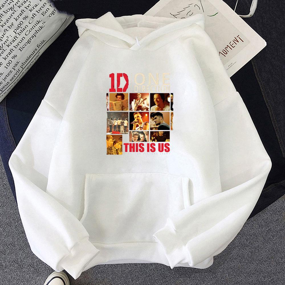 One Directions Band Hoodie Langarm Punk Sweatshirt Retro für Herbst/Winter Kleidung Hip Hop Musik Pullover XS weiß