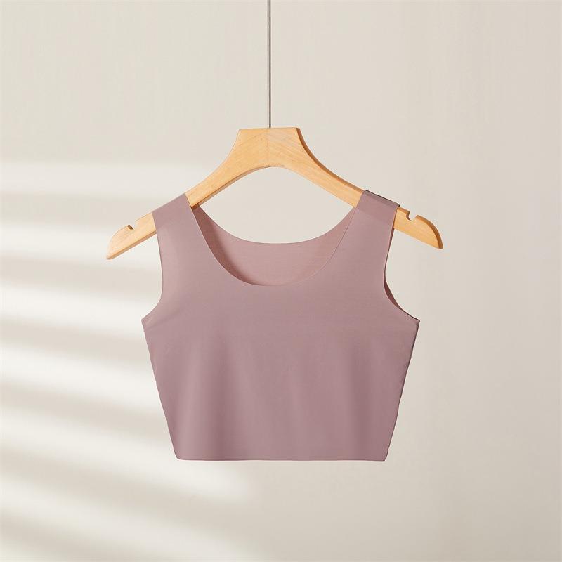 Nahtlose Eis-Seiden-Tube-Tops Damen Sommer Dünn Übergröße Kurze Crop-Tops Damen Unterwäsche Anti-Kräuselndes Croptop Intimates Bustier M Weight(40-50kg) beige