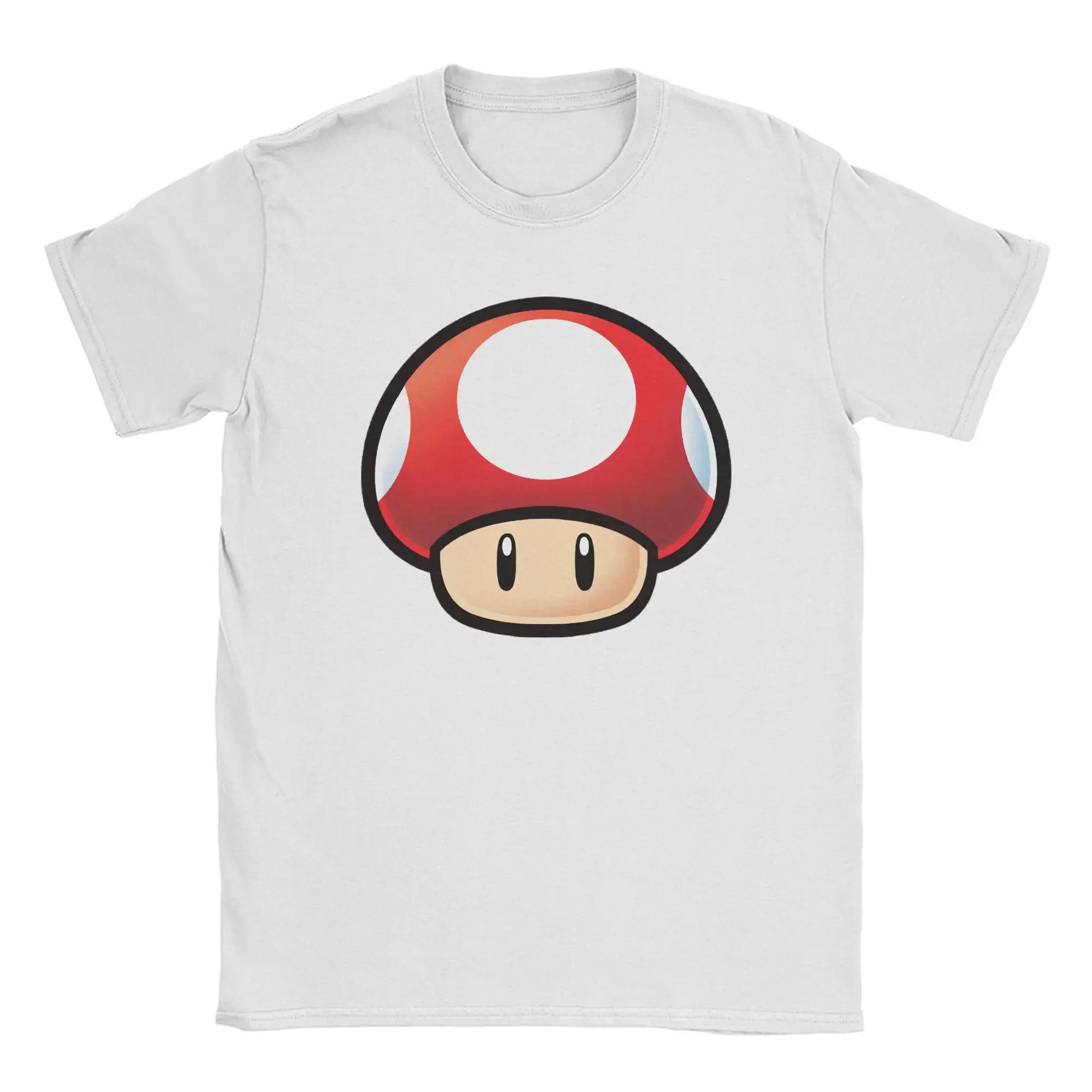 Miniso Roter Pilz Marios T-Shirts Herren Damen Baumwolle Vintage T-Shirts Rundhals T-Shirts Kurzarm Bekleidung Druck M red