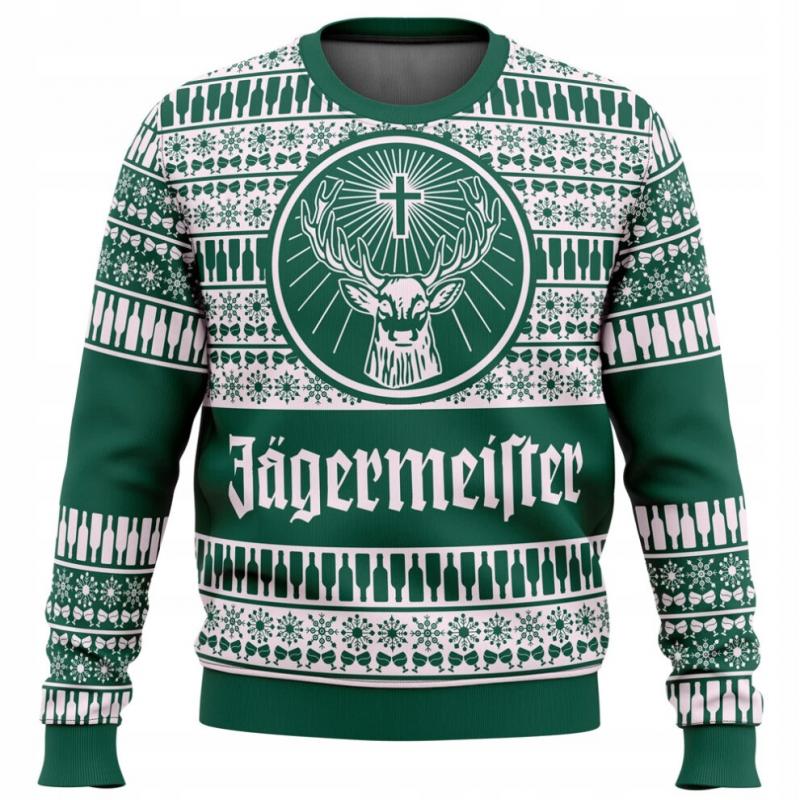 Bebetter Jagermeister Hässlicher Weihnachtspullover Herren 3D Sweatshirt Tops Herbst- und Winterkleidung A-xdd 5XL schwarz