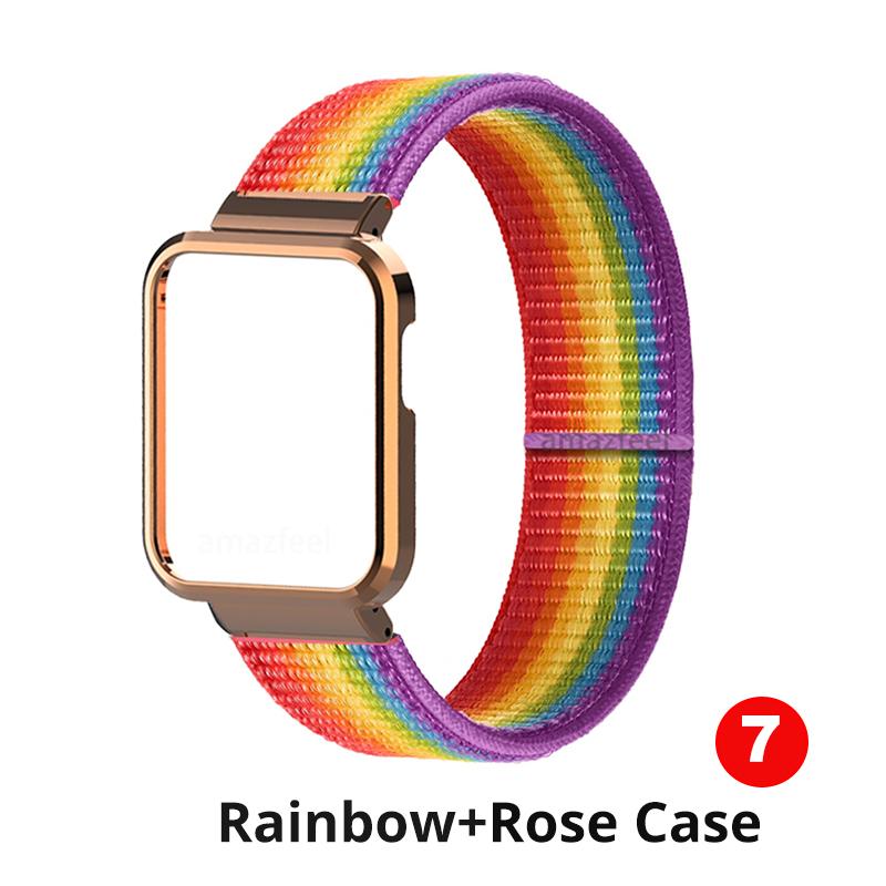 Nylon Armbänder Für Xiaomi Mi Uhr Lite Fall Strap Metall Protector Für Redmi Uhr 2 Lite / Mi Uhr Lite stoßstange Correa Band Redmi Watch 2 Lite rot/violett