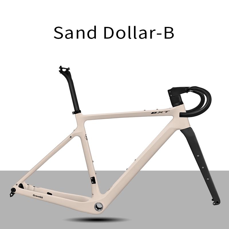 BXT T1000 Carbon Gravel Rahmen Disc Gravel Bike Rahmen 700C/27.5er Steckachse Rennrad Rahmen Vollständig Versteckte Leitungen UDH Schaltauge BXT beige，white Gloss-49 beige/weiß