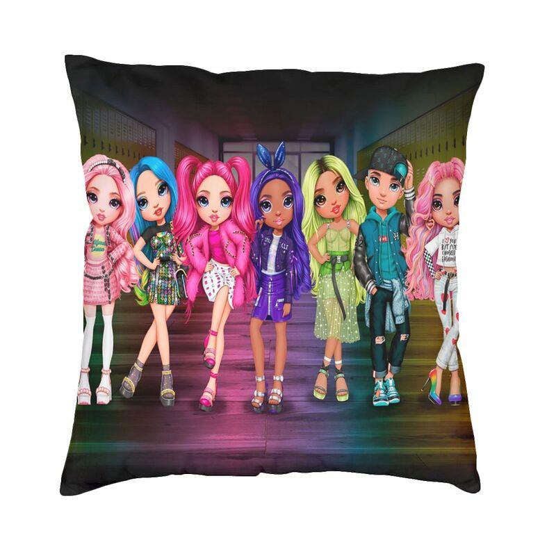 Rainbow High Violet Kissenbezug, 40 x 40 cm, Anime-Cartoon-TV, weicher Samt, luxuriöser Kissenbezug für Auto, Sofa, Büro, Hotel, Kissenbezüge 30x30cm 12x12in