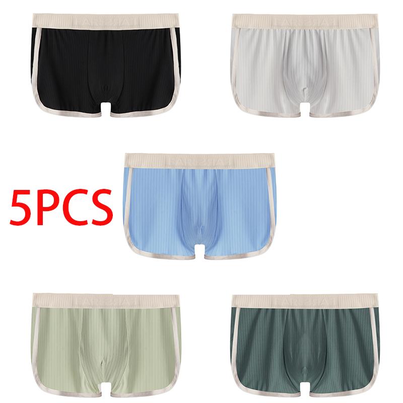 Boxer Herren Unterwäsche Gestreift Reine Baumwolle Atmungsaktiv Boxershorts Herrenmode Boxershorts 3XL weiß