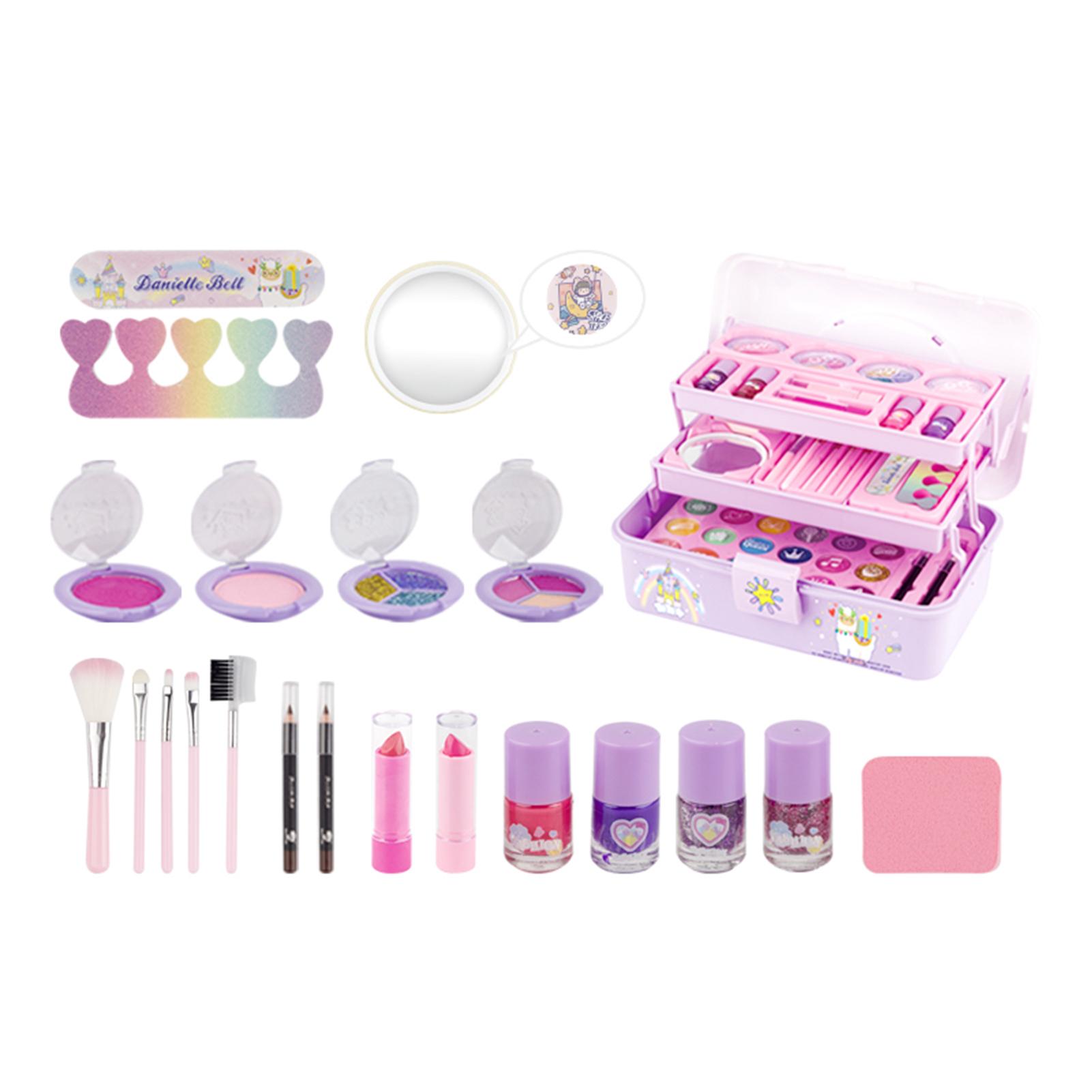 Mädchen-Make-up-Sets für Kinder, Kinder-Make-up-Sets, Mädchen-Prinzessin-Make-up-Box, ungiftiges Kosmetik-Set violett