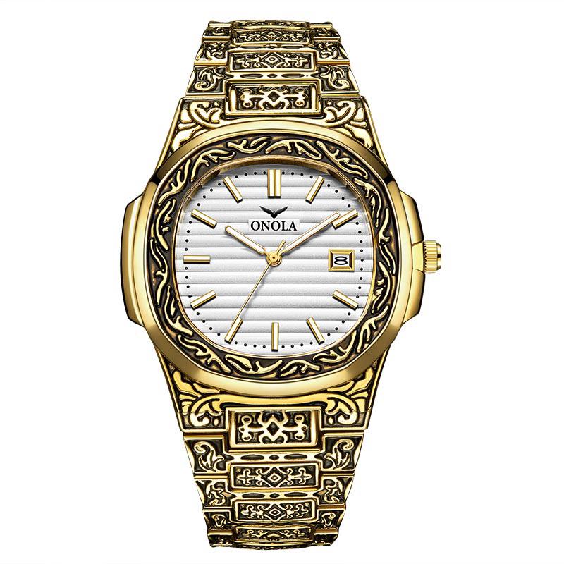 ONOLA Fashion Herrenuhr Herrenuhr mit wasserdichtem Stahlarmband beige