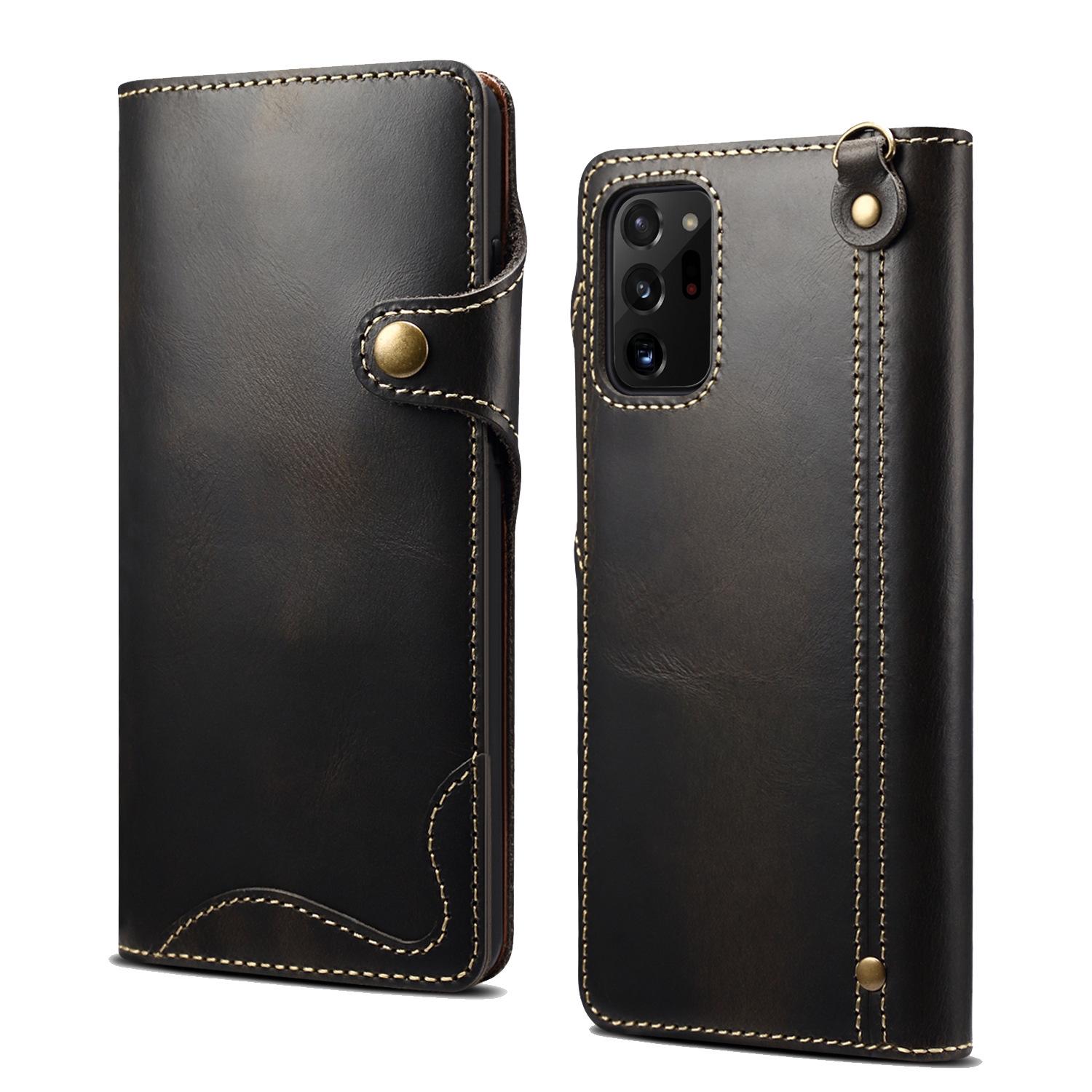 Geeignet für Note20/10Ultra Leder Handyhülle S8/S9 Kartenhalter, Klapp-Handyhülle, schützende Handschlaufe. samsung s25fe schwarz