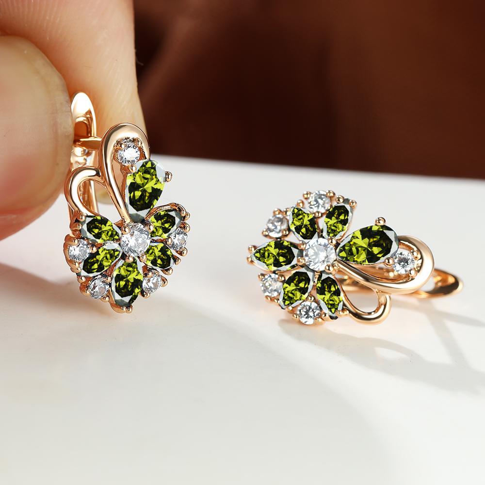 1 Paar Ohrringe mit Wassertropfenschliff, Blau, Rosa, Lila, Aqua-Stein, Blütenblätter, Blumen-Ohrringe, Blumen-Stil, Ohrclips, Schmetterlings-Ohrhänger