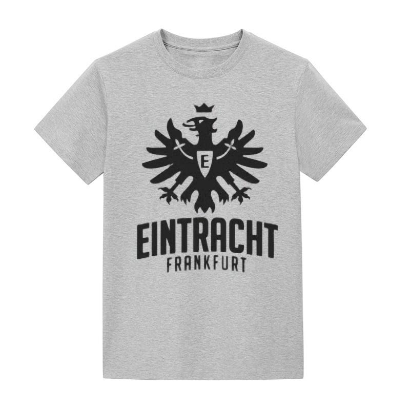 US-Größe Übergröße S-4XL 100% Baumwolle Sommer Herren T-Shirts Eintracht Frankfurt Fans Casual Tops Übergröße T-Shirts XXXL grau