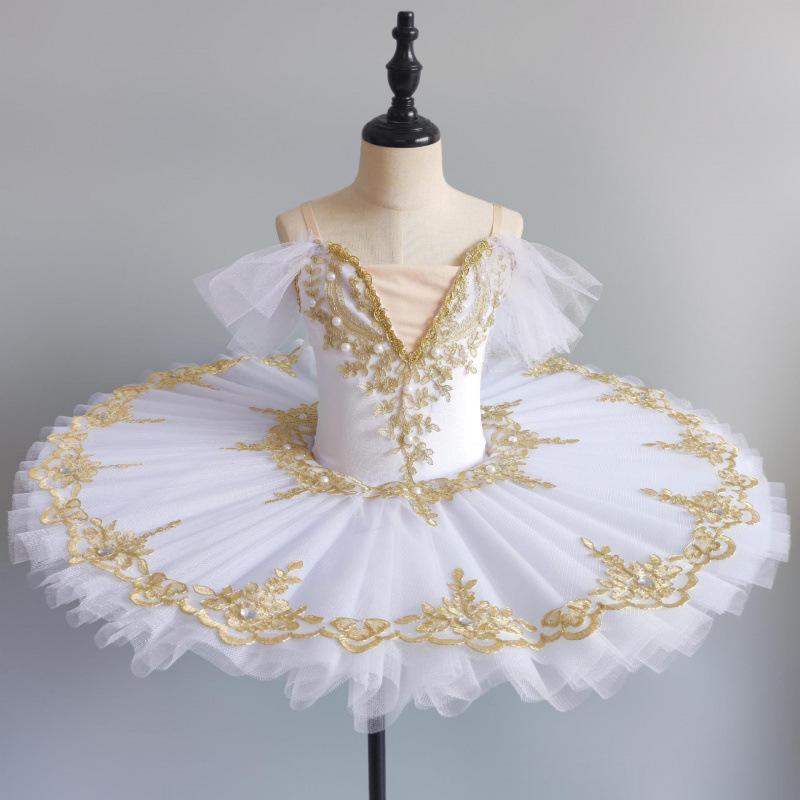 Professionelle Ballett Tutu Kind Kinder Mädchen Ballett Kostüm BallerinaBallet Kleid Mädchen Leistung Kostüm 120cm weiß