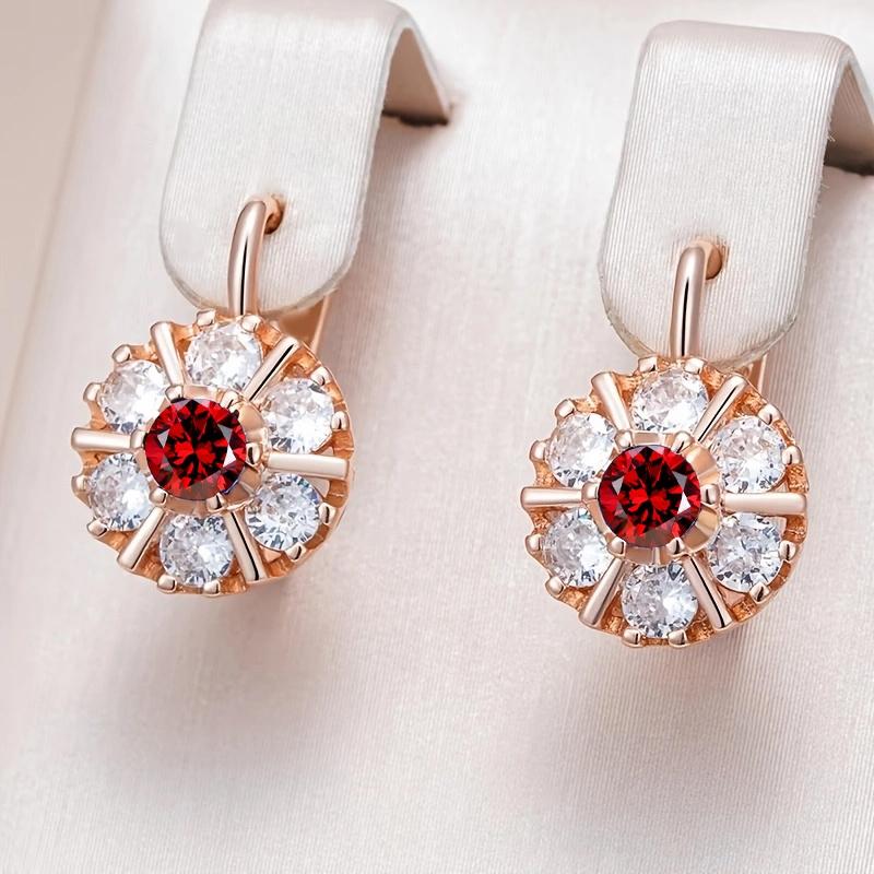Exquisite Weiß Blaue Blume Hängeohrringe für Frauen Luxus Goldfarbene Ohrringe Modeschmuck Geschenke rot/gold