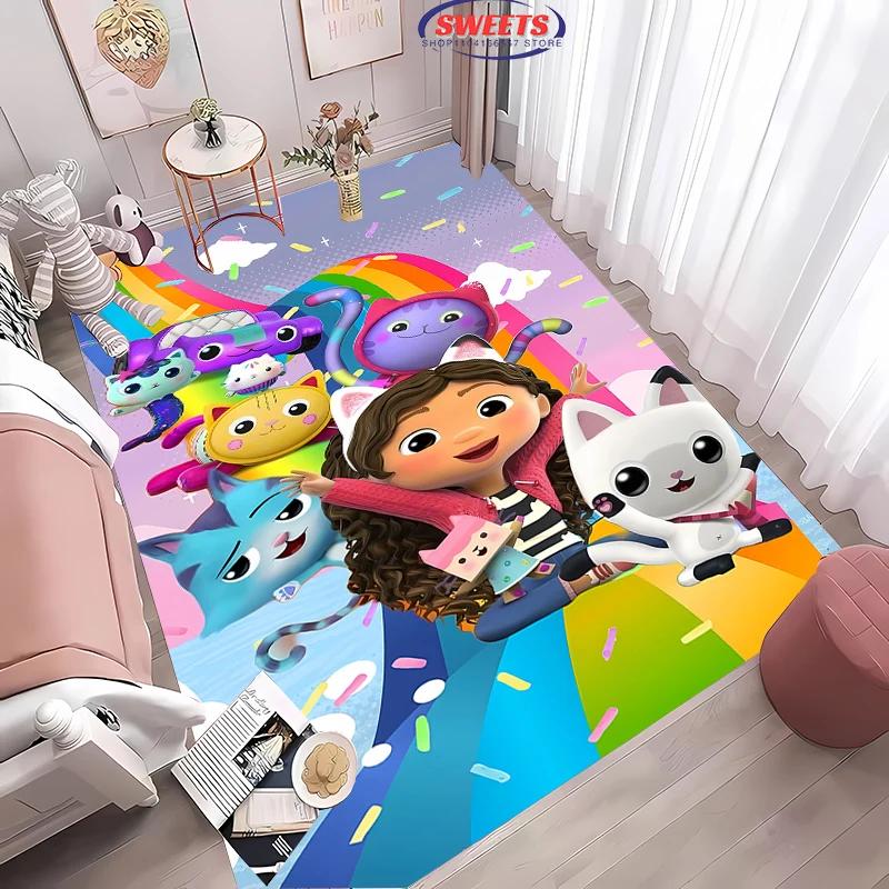 Disney Gabbys Puppenhaus Teppich, Teppich für Wohnzimmer Schlafzimmer, Sofa Küche Fußmatte Dekormatte, Rutschfeste Bodenmatte für Kinder, Langlebige Matte, Geschenk 90x130cm (35x51in)