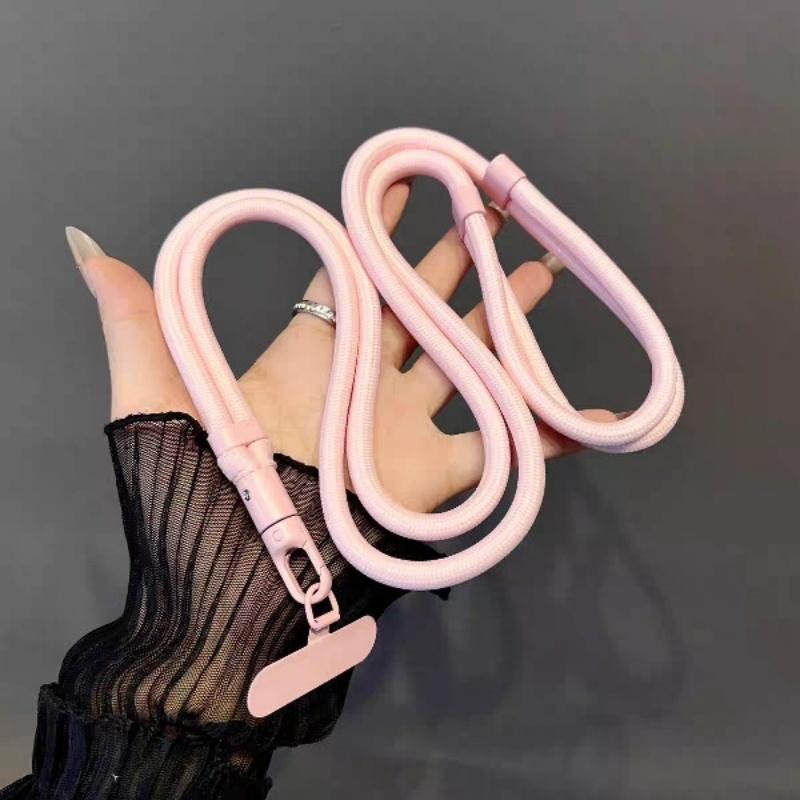 Verstellbares Handy-Umhängeband Lanyard Crossbody Handy-Lanyards Halsband mit Patch für iPhone Handy Hängeschnur Umhängeband 80CM rosa
