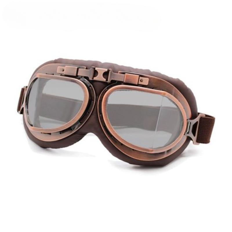 Retro Motorradbrille Brille Vintage Moto Klassische Brille für Harley Pilot Steampunk Bike Kupfer Helm Ausrüstung silber