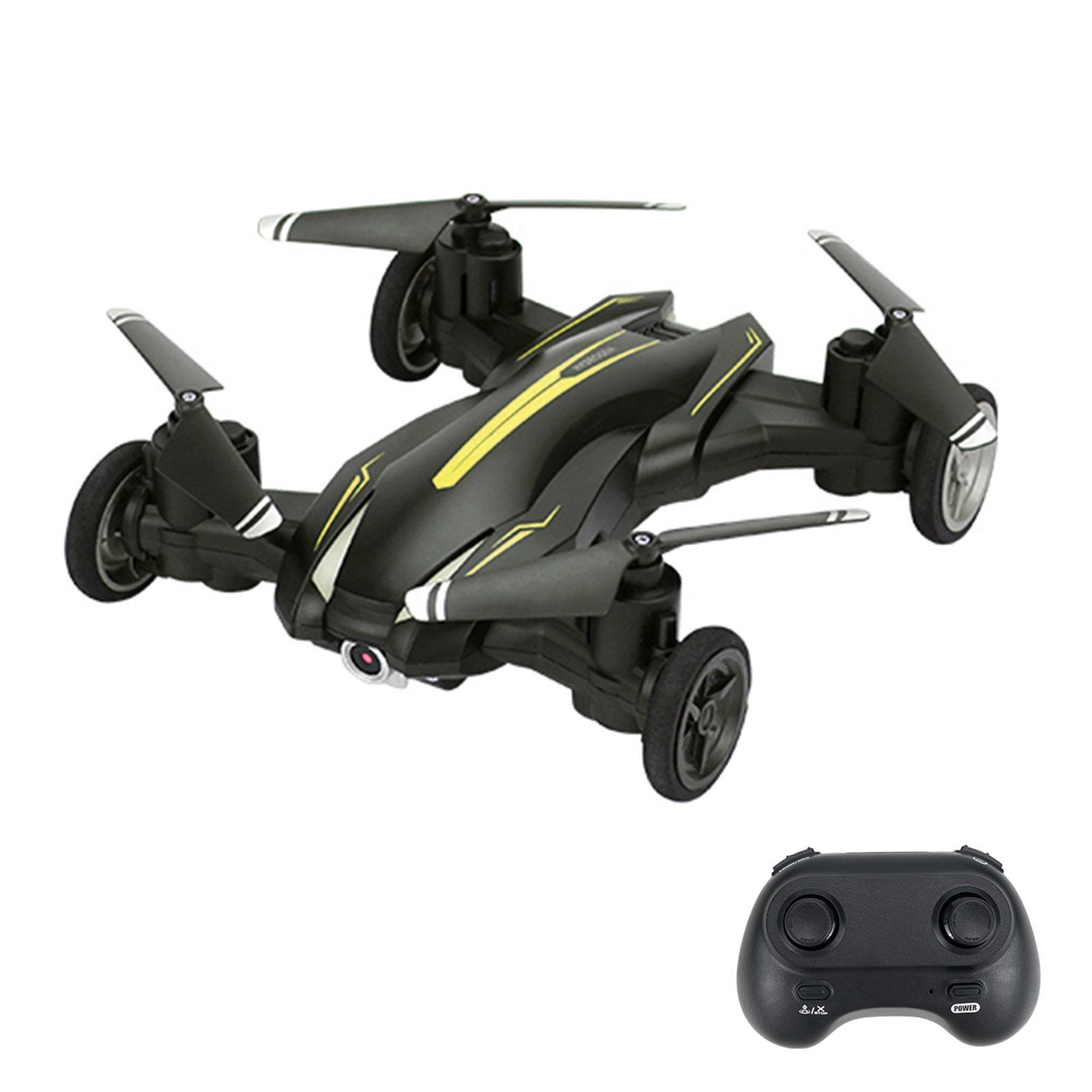 Mini-Drohne mit 4K-Kamera, WIFI-Fernbedienungsdrohne mit Landmodus und Flugmodus, LED-Leuchten, 360 Grad gelb