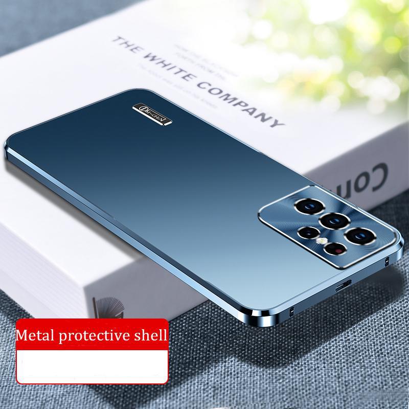 Luxuriöse magnetische Kamera-Schutzhülle aus Metall für Samsung Galaxy S25 S24 S23 Ultra S22 Plus S21 Telefonabdeckung aus Aluminiumlegierung For Samsung S23 Ultra blau