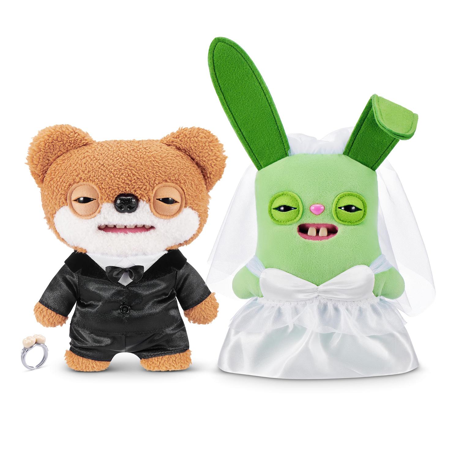 Fuggler Hochzeit Fuggs 9-Zoll Plüschtier 2er-Pack von ZURU – Lustige hässliche Monster Kuscheltiere mit menschenähnlichen Zähnen & Zahnring, Sammler-Plüschtiere