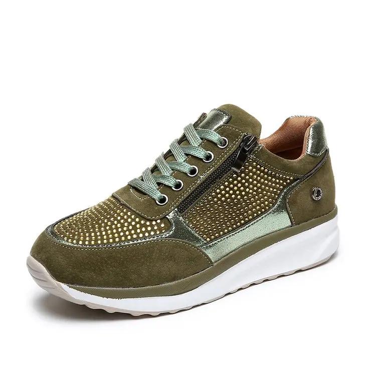 Frauen Schuhe 2024 Herbst Mode Plus Größe Schuhe Frauen Lace Up Strass Plattform Schuhe weibliche Casual Sport Schuhe Zapatos Mujer 35 grün
