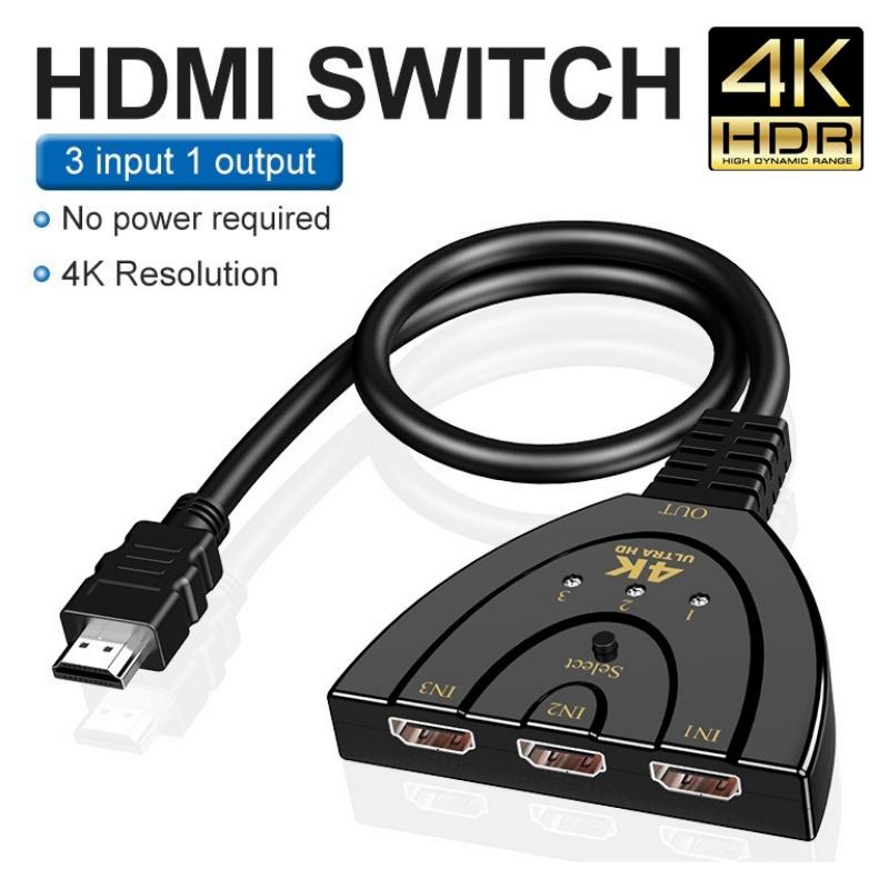 3 Eingang 1 Ausgang HDMI Switcher Splitter HD 1080P 4K HDMI-kompatibles Kabel HD-MI Video Switch HUB Adapter für DVD HDTV TV Box PS3 XBOX